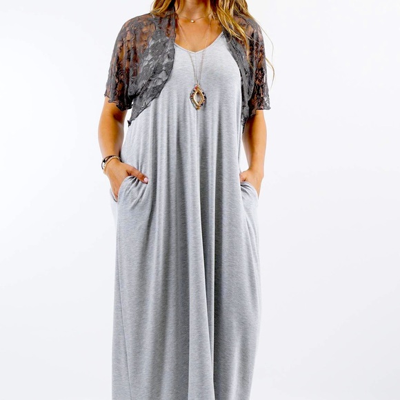 Lace Bolero Cardigan (Smoke) - Picture 3 of 4